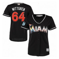 Womens Majestic Miami Marlins 64 Nick Wittgren Authentic Black Alternate 2 Cool Base MLB Jersey 