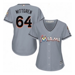 Womens Majestic Miami Marlins 64 Nick Wittgren Authentic Grey Road Cool Base MLB Jersey 