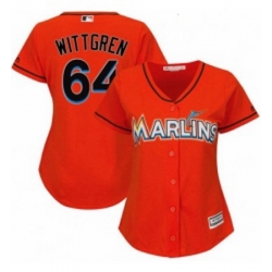 Womens Majestic Miami Marlins 64 Nick Wittgren Authentic Orange Alternate 1 Cool Base MLB Jersey 