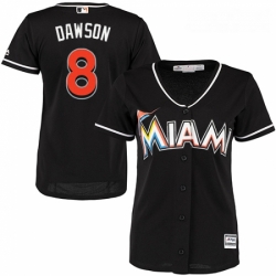 Womens Majestic Miami Marlins 8 Andre Dawson Authentic Black Alternate 2 Cool Base MLB Jersey