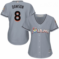 Womens Majestic Miami Marlins 8 Andre Dawson Authentic Grey Road Cool Base MLB Jersey