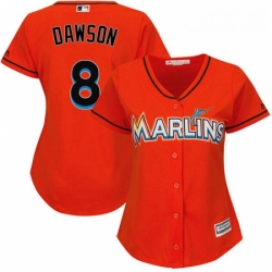 Womens Majestic Miami Marlins 8 Andre Dawson Authentic Orange Alternate 1 Cool Base MLB Jersey