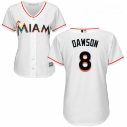 Womens Majestic Miami Marlins 8 Andre Dawson Authentic White Home Cool Base MLB Jersey