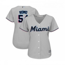 Womens Miami Marlins 54 Sergio Romo Replica Grey Road Cool Base Baseball Jersey 