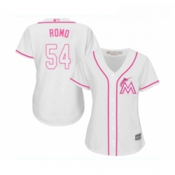 Womens Miami Marlins 54 Sergio Romo Replica White Fashion Cool Base Baseball Jersey 