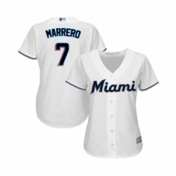 Womens Miami Marlins 7 Deven Marrero Replica White Home Cool Base Baseball Jersey 