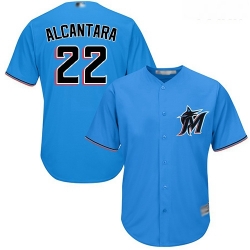 Marlins #22 Sandy Alcantara Blue Cool Base Stitched Youth Baseball Jersey