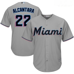 Marlins #22 Sandy Alcantara Grey Cool Base Stitched Youth Baseball Jersey