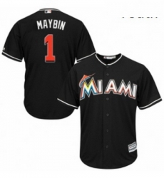 Youth Majestic Miami Marlins 1 Cameron Maybin Replica Black Alternate 2 Cool Base MLB Jersey 