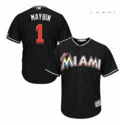 Youth Majestic Miami Marlins 1 Cameron Maybin Replica Black Alternate 2 Cool Base MLB Jersey 