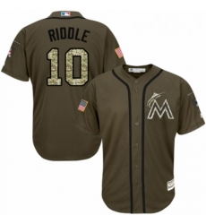 Youth Majestic Miami Marlins 10 JT Riddle Authentic Green Salute to Service MLB Jersey 