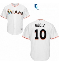 Youth Majestic Miami Marlins 10 JT Riddle Authentic White Home Cool Base MLB Jersey 