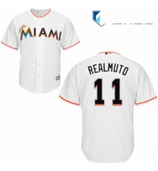 Youth Majestic Miami Marlins 11 J T Realmuto Replica White Home Cool Base MLB Jersey 