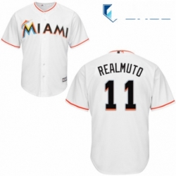 Youth Majestic Miami Marlins 11 J T Realmuto Replica White Home Cool Base MLB Jersey 