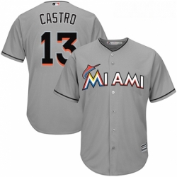 Youth Majestic Miami Marlins 13 Starlin Castro Authentic Grey Road Cool Base MLB Jersey 