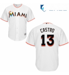 Youth Majestic Miami Marlins 13 Starlin Castro Authentic White Home Cool Base MLB Jersey 