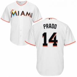 Youth Majestic Miami Marlins 14 Martin Prado Authentic White Home Cool Base MLB Jersey