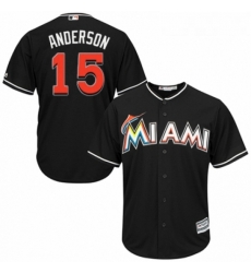 Youth Majestic Miami Marlins 15 Brian Anderson Authentic Black Alternate 2 Cool Base MLB Jersey 
