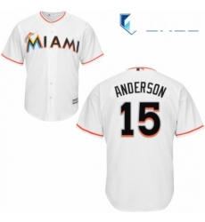 Youth Majestic Miami Marlins 15 Brian Anderson Authentic White Home Cool Base MLB Jersey 