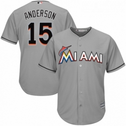 Youth Majestic Miami Marlins 15 Brian Anderson Replica Grey Road Cool Base MLB Jersey 