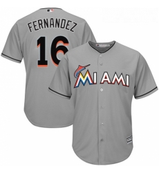 Youth Majestic Miami Marlins 16 Jose Fernandez Authentic Grey Road Cool Base MLB Jersey