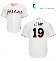Youth Majestic Miami Marlins 19 Miguel Rojas Authentic White Home Cool Base MLB Jersey 