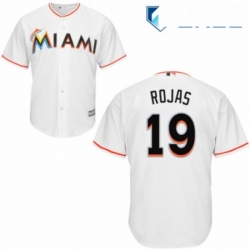 Youth Majestic Miami Marlins 19 Miguel Rojas Replica White Home Cool Base MLB Jersey 