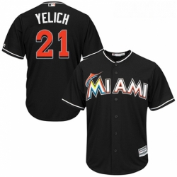 Youth Majestic Miami Marlins 21 Christian Yelich Authentic Black Alternate 2 Cool Base MLB Jersey