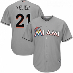 Youth Majestic Miami Marlins 21 Christian Yelich Authentic Grey Road Cool Base MLB Jersey