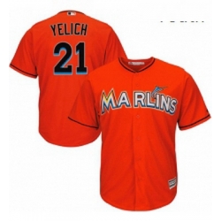Youth Majestic Miami Marlins 21 Christian Yelich Authentic Orange Alternate 1 Cool Base MLB Jersey