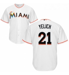 Youth Majestic Miami Marlins 21 Christian Yelich Authentic White Home Cool Base MLB Jersey