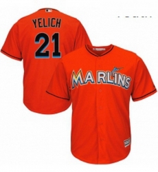 Youth Majestic Miami Marlins 21 Christian Yelich Replica Orange Alternate 1 Cool Base MLB Jersey