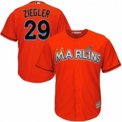 Youth Majestic Miami Marlins 29 Brad Ziegler Authentic Orange Alternate 1 Cool Base MLB Jersey 