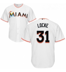 Youth Majestic Miami Marlins 31 Jeff Locke Authentic White Home Cool Base MLB Jersey