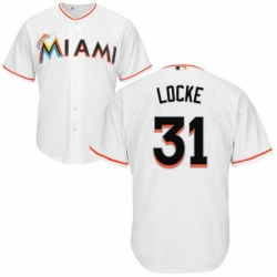 Youth Majestic Miami Marlins 31 Jeff Locke Authentic White Home Cool Base MLB Jersey