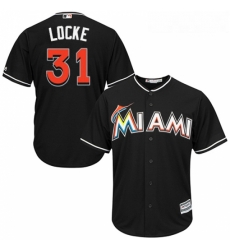 Youth Majestic Miami Marlins 31 Jeff Locke Replica Black Alternate 2 Cool Base MLB Jersey