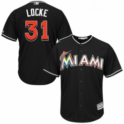 Youth Majestic Miami Marlins 31 Jeff Locke Replica Black Alternate 2 Cool Base MLB Jersey