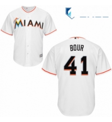 Youth Majestic Miami Marlins 41 Justin Bour Authentic White Home Cool Base MLB Jersey 