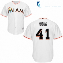 Youth Majestic Miami Marlins 41 Justin Bour Authentic White Home Cool Base MLB Jersey 