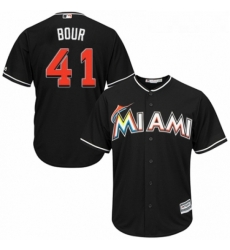 Youth Majestic Miami Marlins 41 Justin Bour Replica Black Alternate 2 Cool Base MLB Jersey 