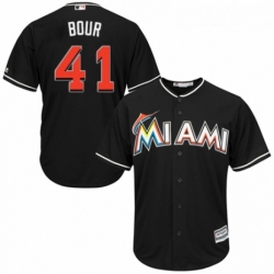 Youth Majestic Miami Marlins 41 Justin Bour Replica Black Alternate 2 Cool Base MLB Jersey 