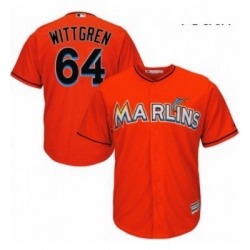 Youth Majestic Miami Marlins 64 Nick Wittgren Authentic Orange Alternate 1 Cool Base MLB Jersey 