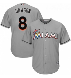 Youth Majestic Miami Marlins 8 Andre Dawson Authentic Grey Road Cool Base MLB Jersey