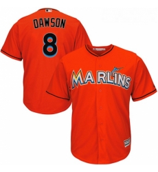 Youth Majestic Miami Marlins 8 Andre Dawson Authentic Orange Alternate 1 Cool Base MLB Jersey