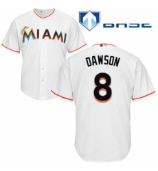 Youth Majestic Miami Marlins 8 Andre Dawson Authentic White Home Cool Base MLB Jersey