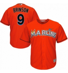 Youth Majestic Miami Marlins 9 Lewis Brinson Replica Orange Alternate 1 Cool Base MLB Jersey 
