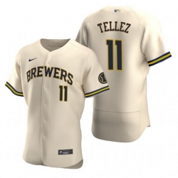Men Milwaukee Brewers 11 Rowdy Tellez Cream Flex Base Stitched MLB Jerse