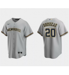 Men Milwaukee Brewers 20 Mike Brosseau Grey Cool Base Stitched Jersey