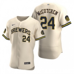 Men Milwaukee Brewers 24 Andrew McCutchen Cream Flex Base Stitched MLB jersey