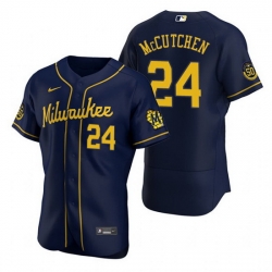 Men Milwaukee Brewers 24 Andrew McCutchen Navy Flex Base Stitched MLB jersey